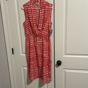 ZOZO Fiesta Red Surplice Semi Sheer Lightweight Summer Sleeveless Midi Dress M